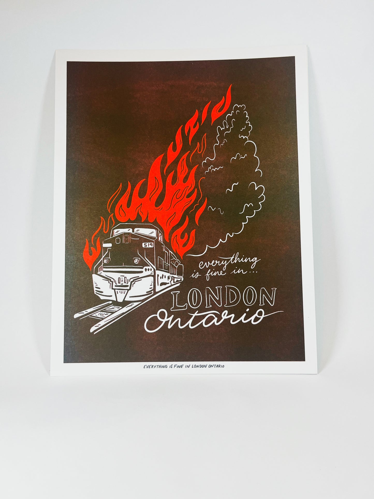 burning train risograph 11x14" print