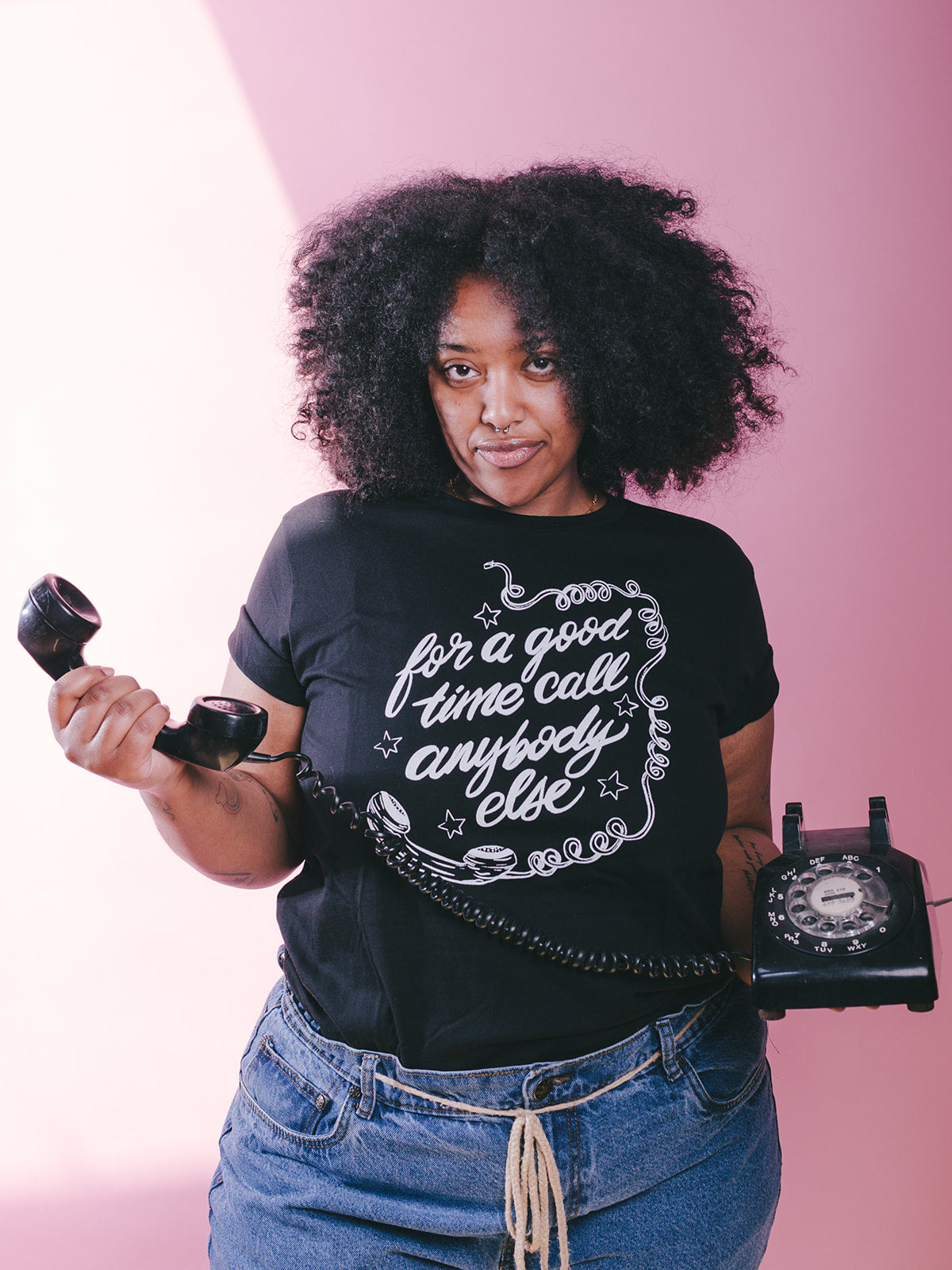 for a good time call anybody else black tee