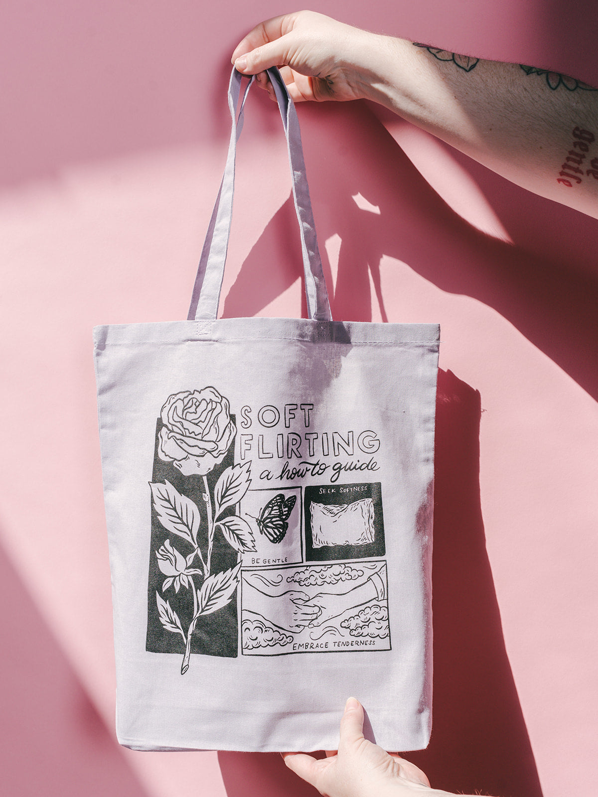 soft flirt comic tote bag