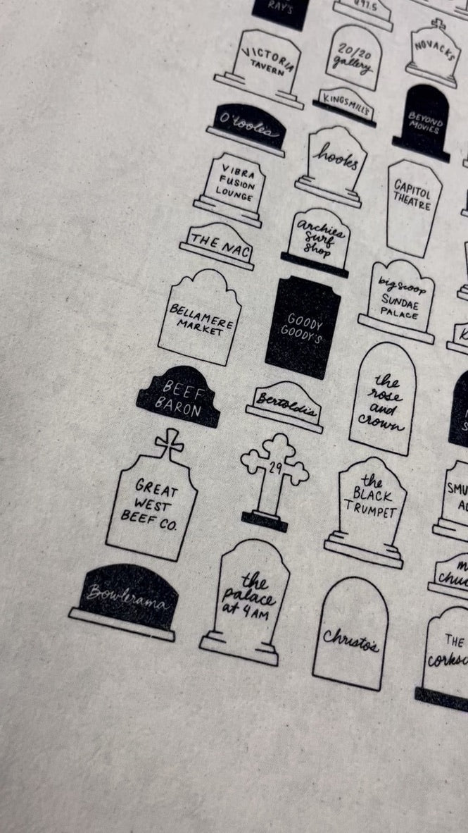 lost loves of london tea towel