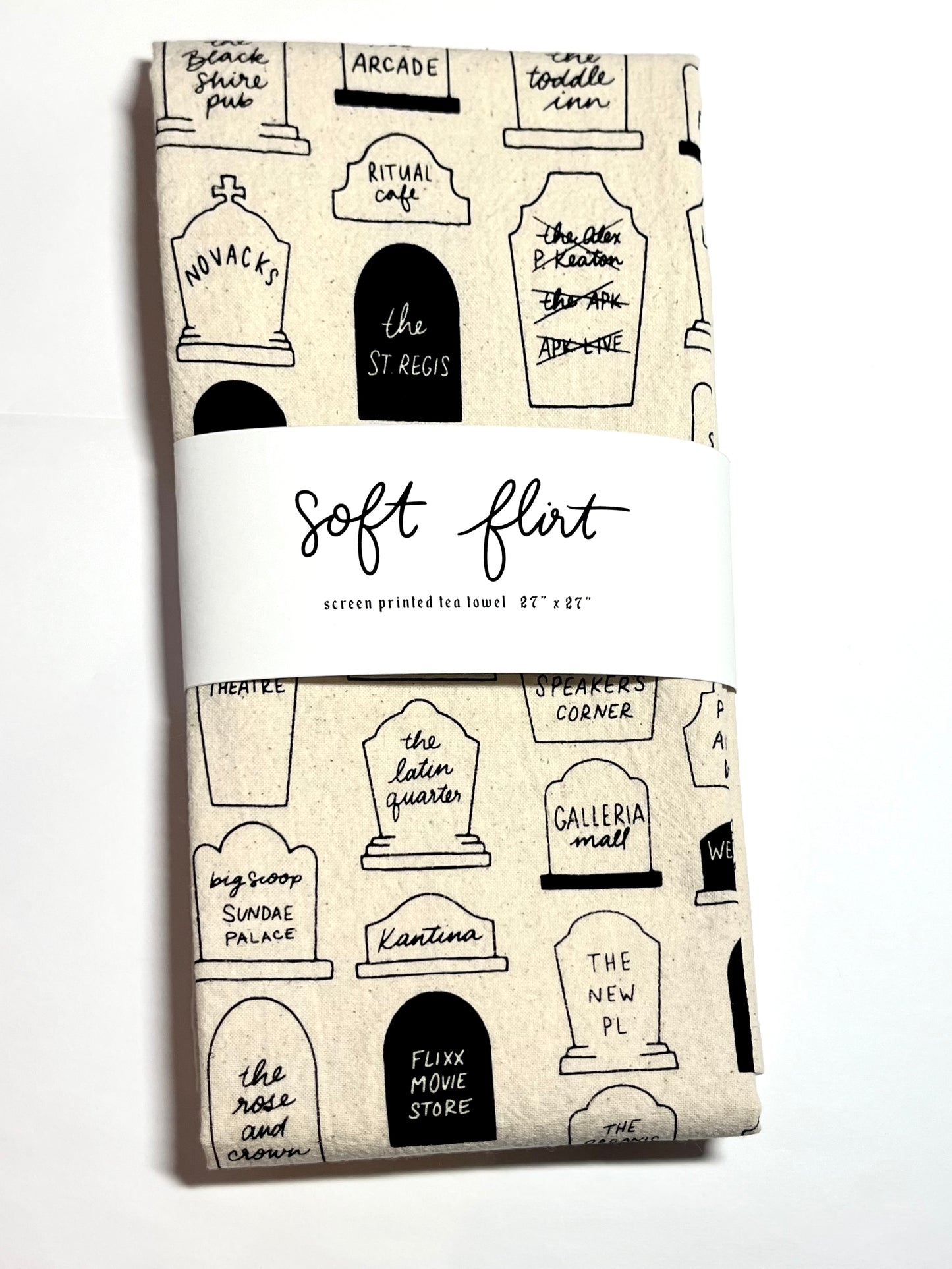 lost loves of london tea towel