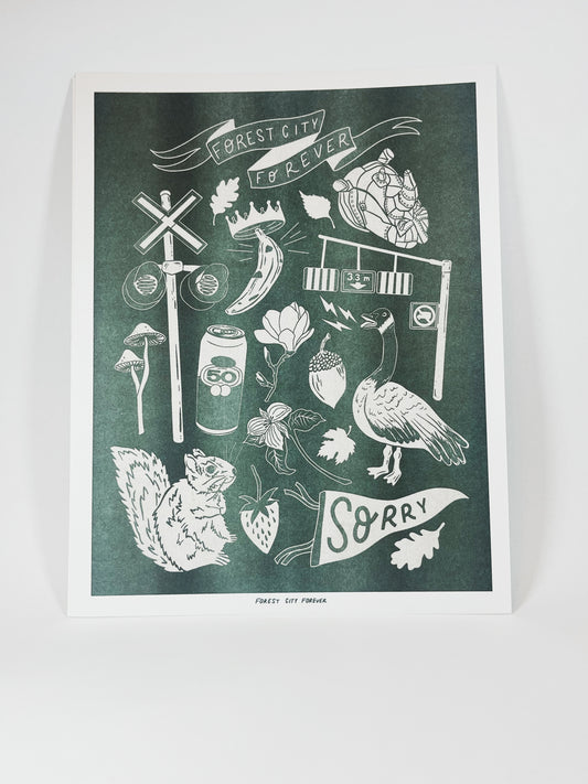 forest city forever risograph 11x14" print