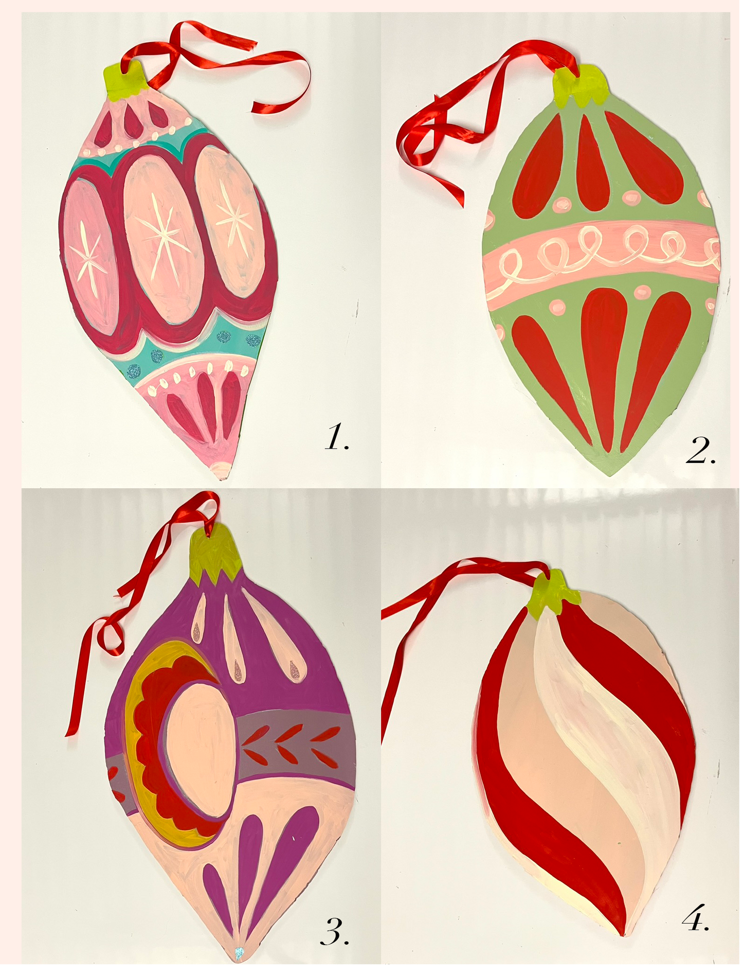 soft fest almond ornaments  *studio pickup only*