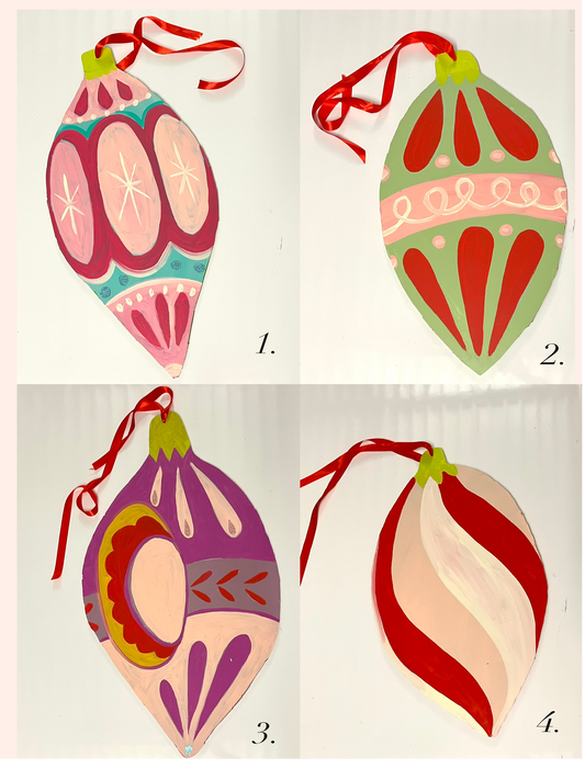 soft fest almond ornaments  *studio pickup only*