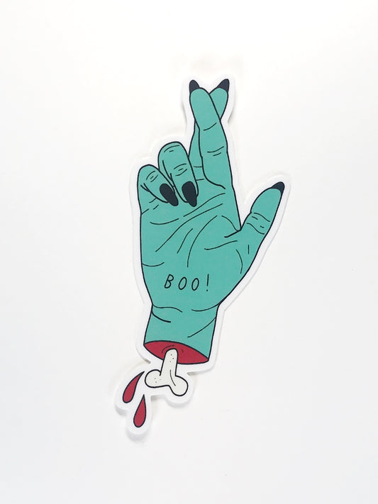 Boo! zombie hand sticker