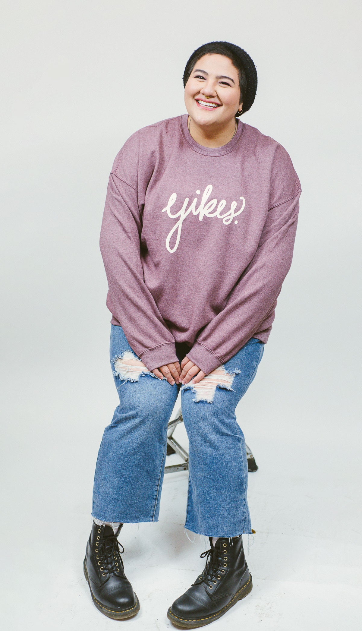 yikes crewneck in mauve **pre-order**