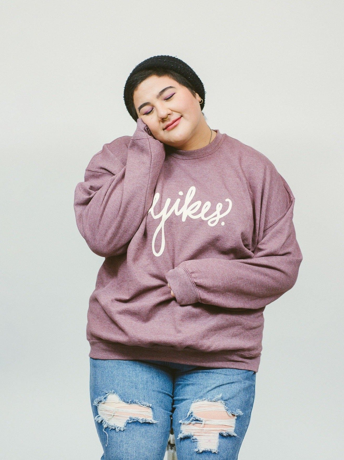 yikes crewneck in mauve **pre-order**